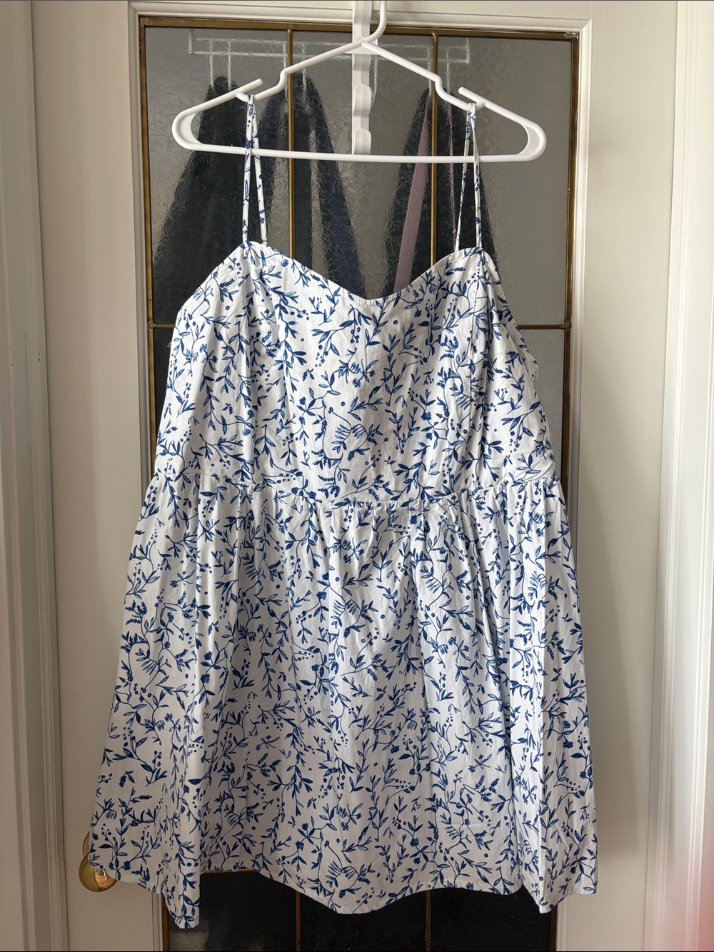 H&M White Sundress with Blue Floral Print